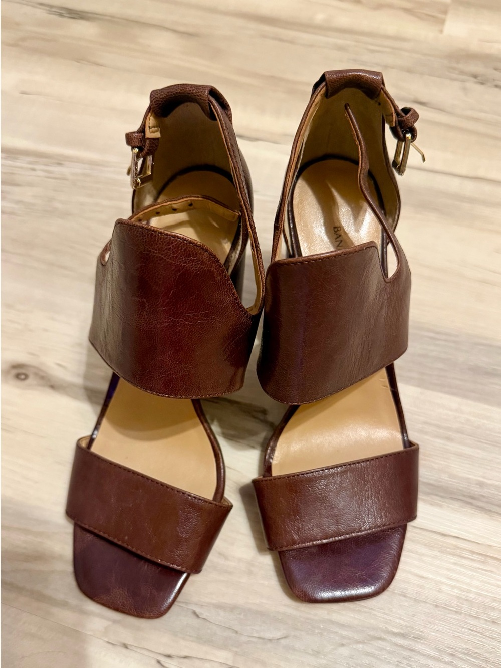 Banana Republic Brown Leather Block Heel Sandals